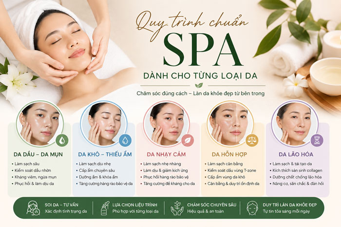 quy trinh chuan spa danh cho tung loai da